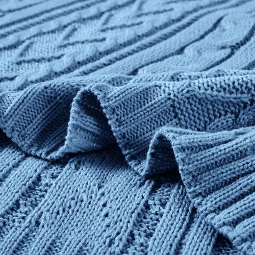 Miniatura 6 de Aormenzy - Manta de punto trenzado azul polvo para sofá, cama, sillón, manta de acrílico tejida, manta suave y acogedora, 50 x 60 pulgadas