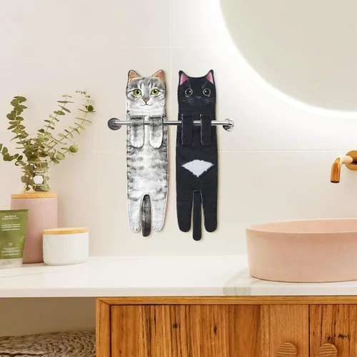 Miniatura 3 de Divertidas toallas de mano para decoración de baño y cocina, bonita toalla de mano colgante de gato, accesorios de cocina, ideas únicas de regalo