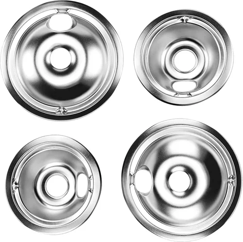 Juego de 4 bandejas de goteo cromadas para estufa eléctrica GE Hotpoint, juego de 4 bandejas de goteo de repuesto WB31T10010 y WB31T10011, 4 piezas