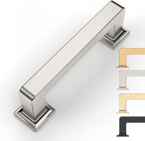 Miniatura 41 de 9BUILD Paquete de 6 pomos de latón cepillado de 1.2 pulgadas para gabinetes, pomos dorados para cajones, perillas cuadradas para gabinetes