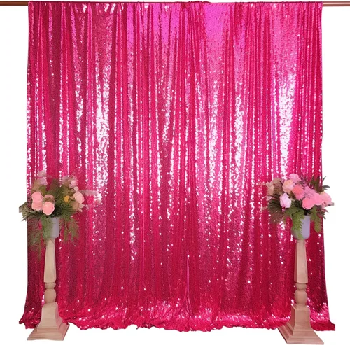 Miniatura 45 de Cortinas de fondo de lentejuelas negras con purpurina de 2 x 8 pies, 4 paneles para decoración de bodas, fiestas de cumpleaños, despedidas de Negro