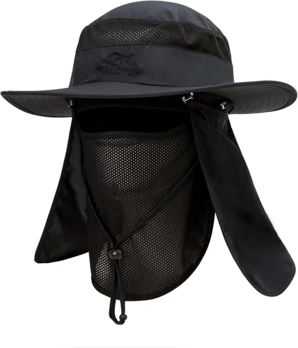 Miniatura 9 de YR.Lover Gorra de pesca de ala ancha con protección solar UV para exteriores con solapa extraíble