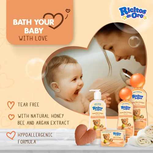 Miniatura 5 de Ricitos de Oro Shampoo de Miel para bebé, Producto sin parabenos para la delicada piel del bebé, 250 ml cada una, 3 Botellas.