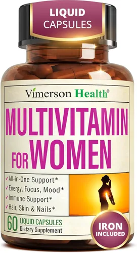 Multivitamínico para mujeres – Multivitamínicos y multiminerales esenciales para mujeres 60 cápsulas líquidas con vitamina B12, A, D, C, zinc,