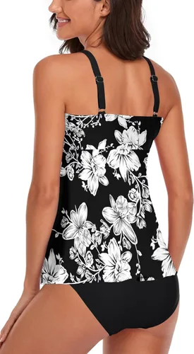 Miniatura 3 de Trajes de baño tankini para mujer, 2 piezas, blusa sin mangas, con parte inferior de bikini