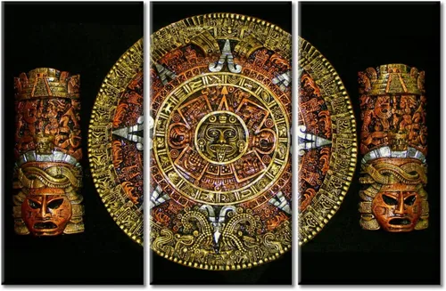 Miniatura 29 de Arte de pared de 3 piezas, pintura en lienzo del Día de los Muertos, Bailarín azteca, impresión sobre lienzo, festival mexicano, obra de arte