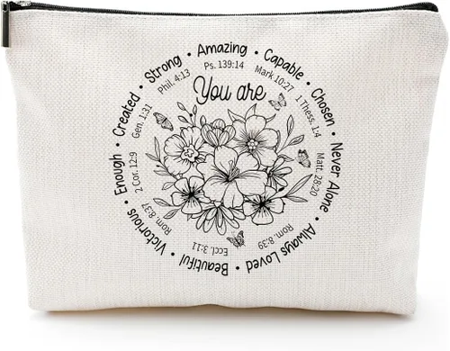 Miniatura 10 de God Says You Are...- Regalo cristiano para mujer, inspirador versículo bíblico, bolsas de cosméticos con cremallera, bolsa de viaje religiosa