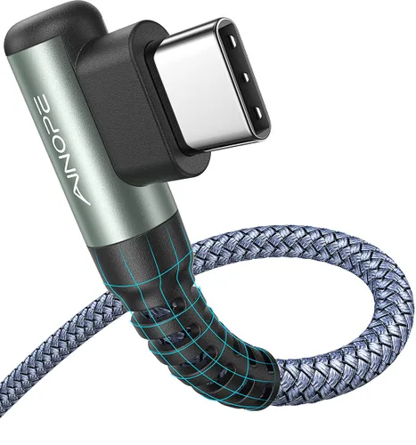 Miniatura 25 de AINOPE Cable USB a USB C [2 unidades, 6.6 pies] 3.1A tipo C cargador de carga rápida, cable USB C en ángulo recto para iPhone 17 Carplay, Galaxy Gris