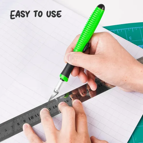 Miniatura 3 de Cuchillo Exacto, 1 cuchillo de manualidades con 10 cuchillas de acero de alto carbono, cuchillos afilados para manualidades, precisión, exacción