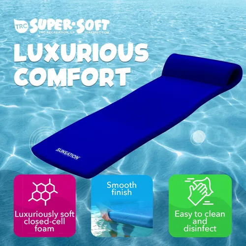 Miniatura 7 de TRC Recreation Sunsation 1.75" Thick Foam Pool Float Lounger w/ Headrest for Lounging & Sunbathing in Swimming Pools, Beaches & Lakes, 70" x 26