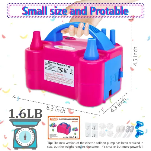 Miniatura 8 de Electric Balloon Pump, Portable 2 Modes Balloon Blower Machine with 14 Balloon Arch Kits, Air Pump for Balloon, Balloon Inflator for Party