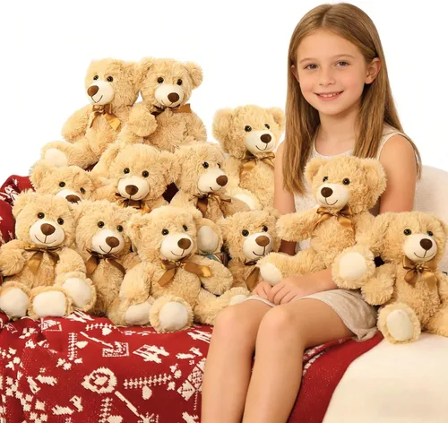 Miniatura 13 de MaoGoLan - 10 unidades de osos de peluche navideños, osos de peluche de 14'' con trajes clásicos de Santa - Camisa y sombrero removibles, se ajustan
