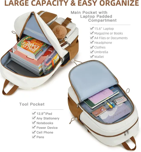 Miniatura 2 de Mochila para laptop de 15.6 pulgadas, para escuela primaria y secundaria, mochilas universitarias con lonchera y estuche para lápices, juego de 3