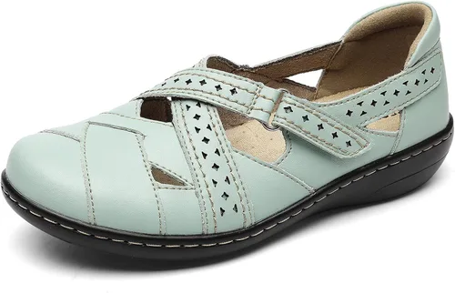 Miniatura 2 de TERRIKAT Mocasines casuales para mujer, bonitos y cómodos, para caminar, de cuero, para conducir, con puntera cerrada, zapatos náuticos