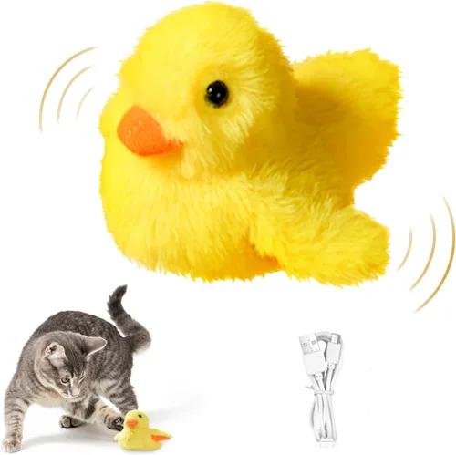 SmartTail Juguetes para gatos recargables, sonido de charlatanería realista, juguete de peluche activado por el tacto, juguetes interactivos de
