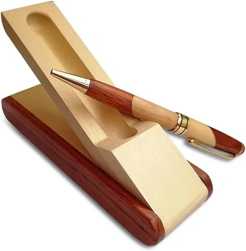 Miniatura 4 de Renawe - Set de bolígrafo con caja de madera para exhibición del bolígrafo de gel y tinta de repuesto