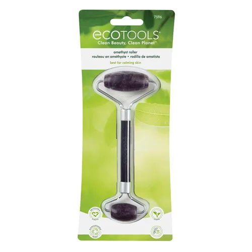 Miniatura 2 de EcoTools Rodillo facial de amatista, rodillo facial y masajeador de piedra real, herramienta para el cuidado de la piel y esculpir, reduce