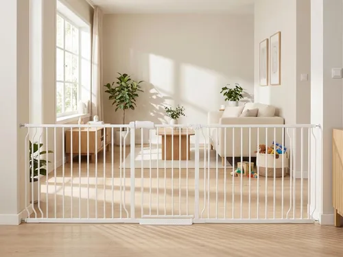 Miniatura 8 de Puerta de bebé para escaleras y puertas, puertas para perros de 29 a 34 pulgadas para la casa, puerta para mascotas de interior montada a presión