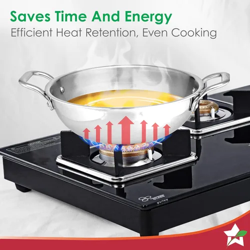 Miniatura 4 de Wonderchef Venice Triply Stainless Steel 3 Pc. Cookware Set Fry Pan 20cm, Kadhai with Lid 24cm Non-Toxic Safe to Use Uniform Heating