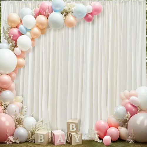 Miniatura 12 de Cortinas tipo telón de 10 x 10 pies sin arrugas de color azul bebé para fiestas, cortinas tipo telón de tela gruesa para foto de boda, cumpleaños