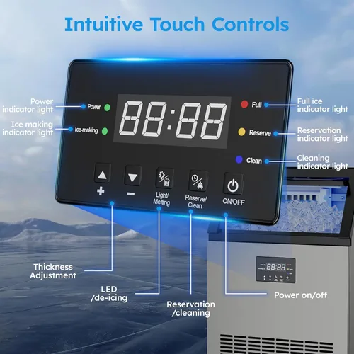 Miniatura 3 de Máquina comercial para hacer hielo – 150 libras/24 horas, máquina de hielo comercial con contenedor de almacenamiento de 50 libras, debajo