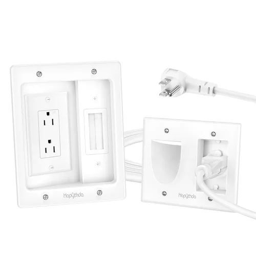 in Kit de organización de cables de pared para TV, toma de corriente empotrada con kit de pared para cable de TV, ocultador de cables para TV