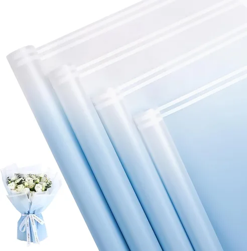 Miniatura 17 de NESCCI Papel de regalo de flores de 20 hojas, papel de regalo de ramo floral impermeable, suministros de floristería, papel de embalaje para boda