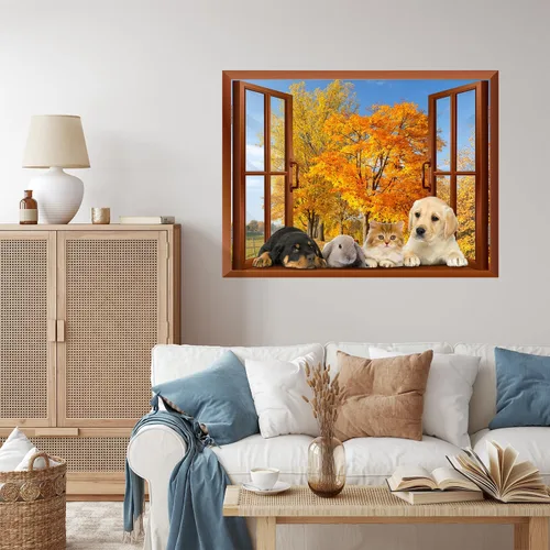 Miniatura 25 de Wall26 - Adhesivo para pared / Mural para pared, extraíble, diseño de río en un pueblo tranquilo, decoración para pared, vista creativa de ventana