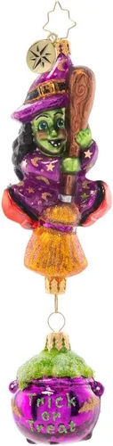 Christopher Radko Adorno decorativo de cristal europeo hecho a mano para Halloween, árbol de Navidad, mujer bruja