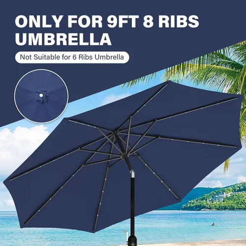Miniatura 7 de YSSOA Toldo de repuesto para sombrilla de patio de 9 pies solo para 8 varillas, color azul oscuro