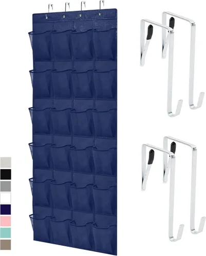 Miniatura 15 de Gorilla Grip - Zapatero para colgar en la puerta, 24 bolsillos de malla para sostener hasta 40 libras, organizador para parte trasera del armario