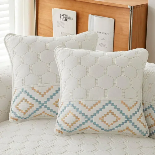 Miniatura 12 de vctops Funda de sofá bordada con diamantes 100% de algodón, acolchada y suave, antideslizante, lavable, protector de muebles (gris, 28 x 28 pulgadas)