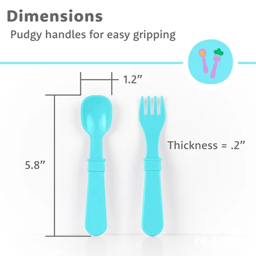 Miniatura 8 de Re-Play Juego de tenedores y cucharas para niños pequeños, juego de utensilios de 4 x 4 para niños, apto para lavavajillas y microondas, fabricado