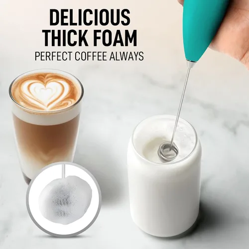 Miniatura 595 de Zulay Milk Boss Espumador de leche potente manual, hace espuma para latte, batidor para mezclar bebidas, café, miniespumador para capuchino, frappé