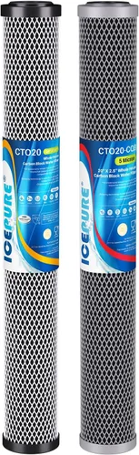 Miniatura 12 de ICEPURE Cartucho de filtro de agua de sedimentos de carbono CTO para toda la casa de 1 micrón, 20 x 2.5 pulgadas, compatible con C1-20, EP-20