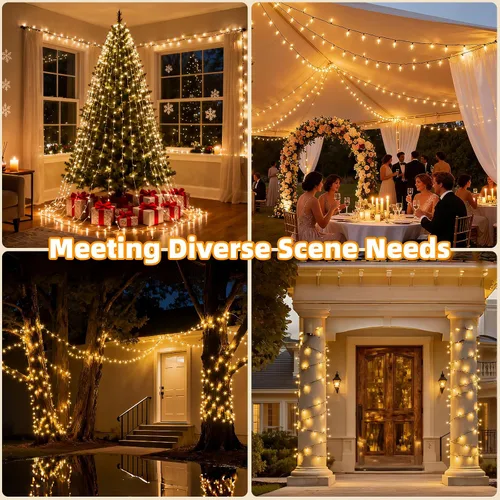 Miniatura 9 de AHAWILL Luces de Navidad blancas cálidas para exteriores, tira de 250 luces LED de 83 pies con 8 modos, luces de árbol de Navidad para interiores