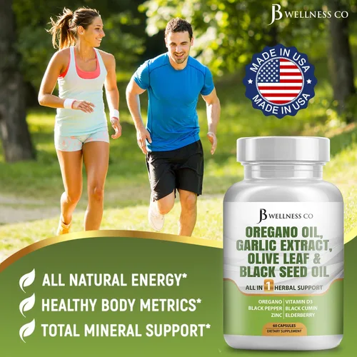 Miniatura 3 de JB Wellness Aceite de orégano, extracto de ajo, hoja de olivo, con astrágalo, suplemento de apoyo inmunológico y salud digestiva para mujeres