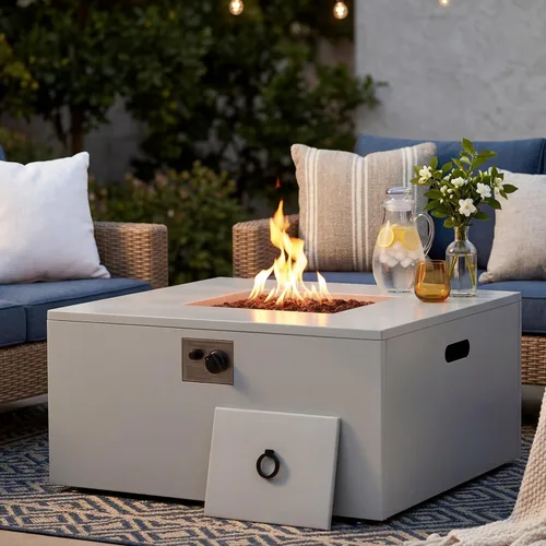 Miniatura 34 de ECOTOUGE Mesa de cubierta de tanque de propano, 15.5 pulgadas para mesa de fuego, mesa oculta cilíndrica para exteriores para fogata de gas