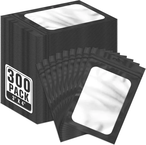 Miniatura 17 de ANZNKU 300 bolsas para bolígrafos, bolsas de Mylar resellables multicolor de 2.7 x 9 pulgadas, bolsas de embalaje con ventana transparente