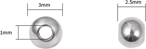 Miniatura 2 de BEADIA Cuentas espaciadoras de acero inoxidable de 0.118 x 0.098 in, redondas, sueltas, para hacer joyas, 100 unidades con agujero de 0.039 pulgadas