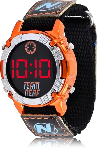Accutime Nerf Kids - Reloj digital para niños, pantalla de reloj LED, reloj para niños, correa de nailon en negro (Modelo NRF4000AZ), Negro -, Reloj