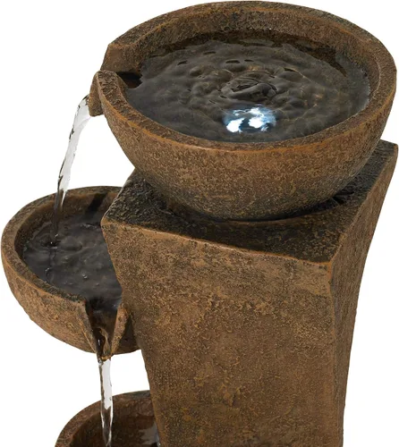 Miniatura 3 de Cuencos en cascada de 27 1/2 pulgadas de alto, grande, moderno, zen, decoración para interiores y exteriores, fuente de suelo de piedra sintética
