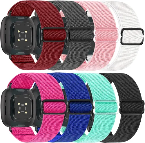 Miniatura 9 de Paquete de 8 bandas elásticas compatibles con Fitbit Versa 3 y Fitbit Versa 4, Fitbit Sense y Fitbit Sense 2, pulsera deportiva ajustable de nailon