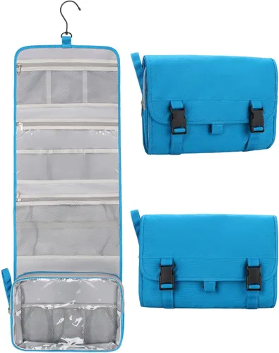 Miniatura 19 de Pequeña bolsa de aseo colgante para hombres y mujeres, organizador colgante portátil para kit de ducha de tamaño de viaje, accesorios de maquillaje