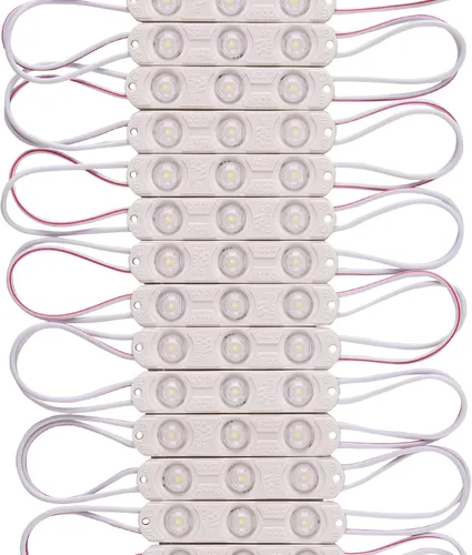 Módulo LED de 12 V CC 6500 K, luz diurna blanca, 0.72 W, 3 LED con lente de gema, impermeable, decorativo para letreros publicitarios, letrero de