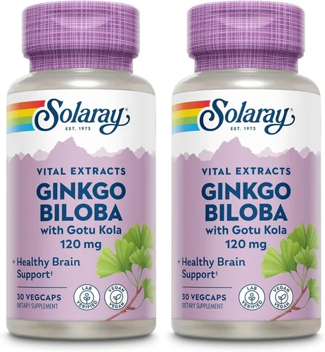 Miniatura 8 de SOLARAY Extracto de Ginkgo Biloba con Gotu Kola - Cápsulas de Ginko Biloba para apoyo a la salud cerebral, vegano, verificado en laboratorio, 60