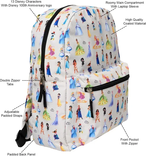 Miniatura 6 de Disney Mochila para portátil de 16 pulgadas, bolsillo de carga D100, princesa Minnie Mouse AOP