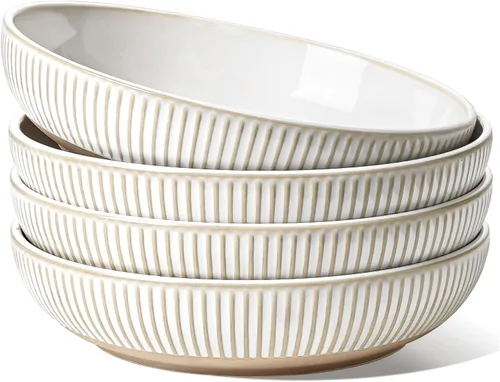 LE TAUCI Tazones para pasta de 46 onzas, ensaladera grande, cuenco de cerámica en relieve de cerámica para servir frutas, fideos, cena, regalo de