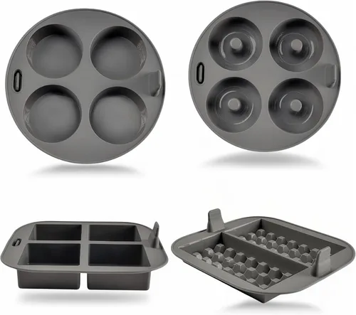 EM Juego de horneado de 4 piezas de forros de silicona para freidora de aire para pasteles, donas, gofres y brownies - Moldes de silicona