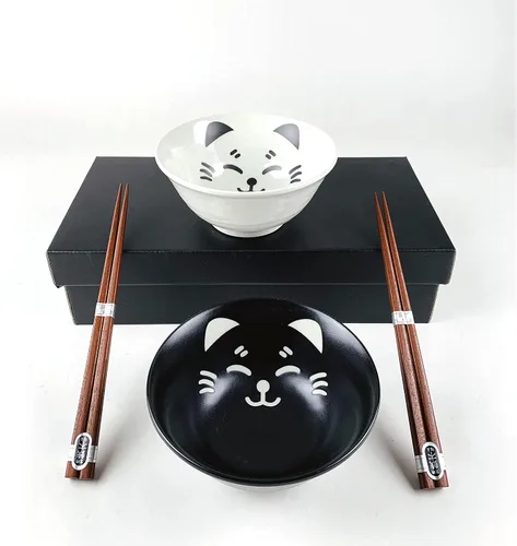 Miniatura 9 de JapanBargain 4689 - Juego de 2 cuencos y palillos de porcelana japonesa, cuencos de arroz y tazones de sopa, caja de regalo, fabricado en Japón